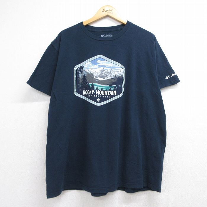 コロンビア 半袖Tシャツ ロッキーマウンテン ネイビー メンズXL相当 | 古着