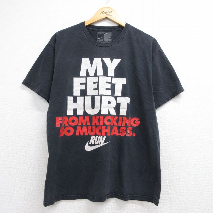 ナイキ 半袖Tシャツ MY FEET HURTプリント ブラック メンズXL相当 | 古着