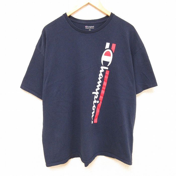 チャンピオン 半袖Tシャツ ビッグロゴ ネイビー XL | 古着