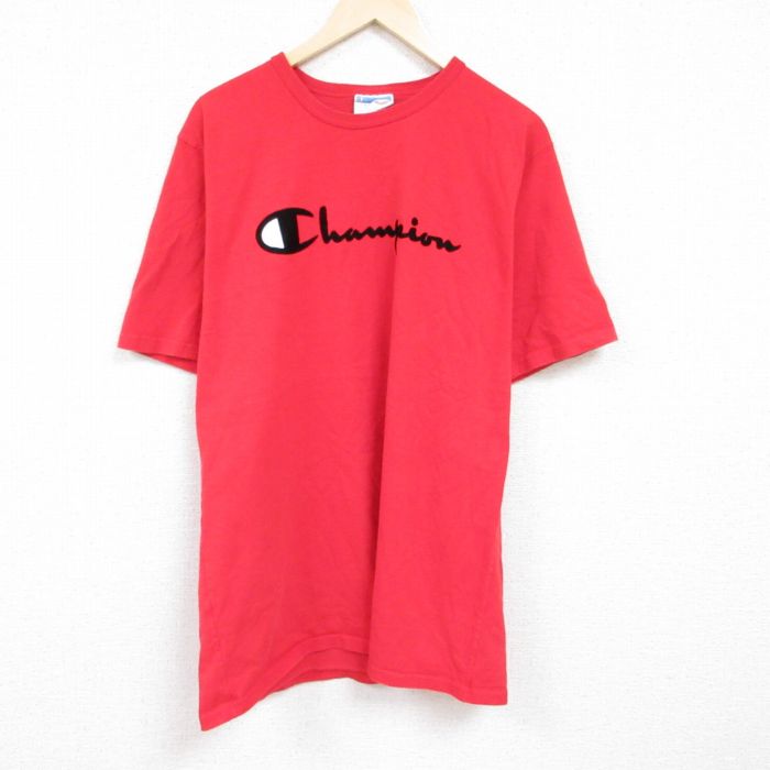 【50%OFF】チャンピオン 半袖Tシャツ ビッグロゴ レッド XL | 古着