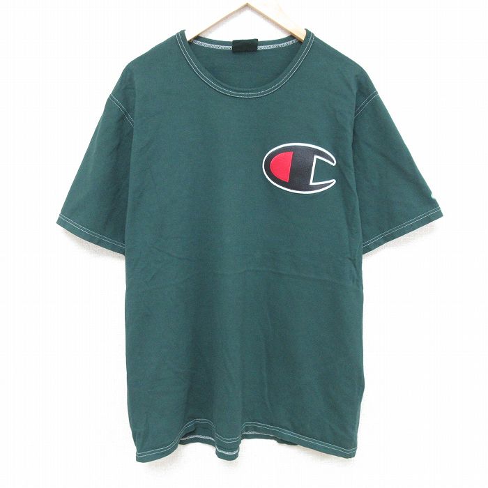 チャンピオン 半袖Tシャツ ビッグロゴ グリーン XL | 古着