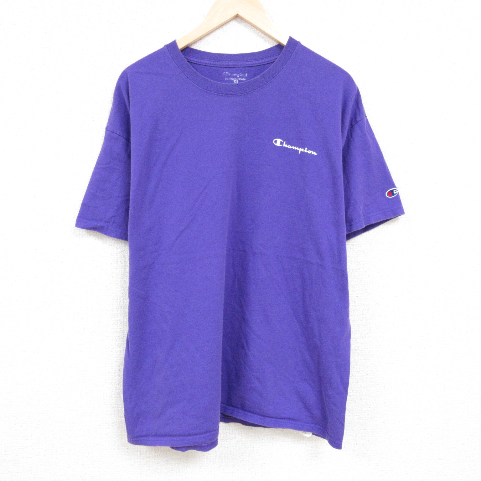 チャンピオン 半袖Tシャツ ワンポイントロゴ パープル XL | 古着