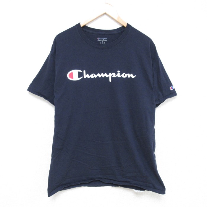 チャンピオン 半袖Tシャツ ビッグロゴ ネイビー L | 古着