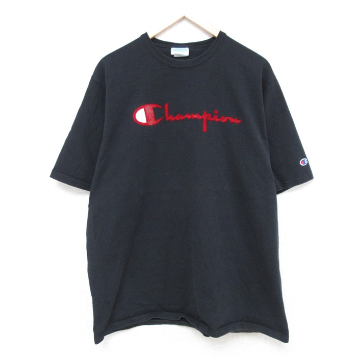 【50%OFF】チャンピオン 半袖Tシャツ ビッグロゴ ブラック メンズXL相当 | 古着