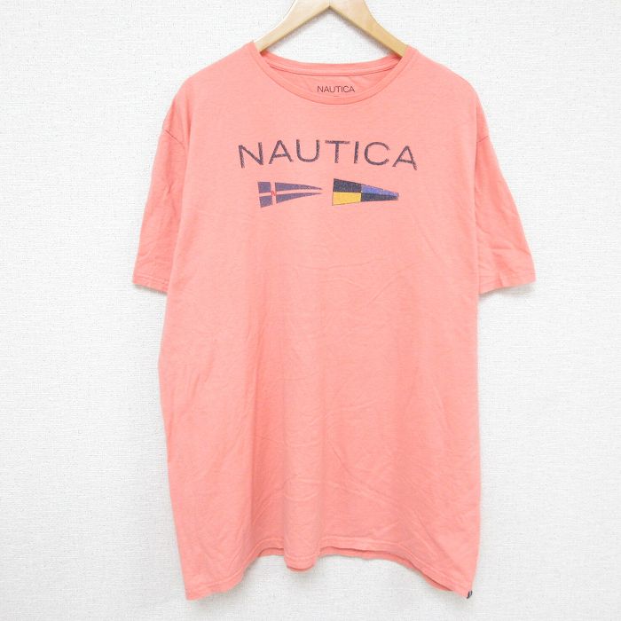 【50%OFF】ノーティカ 半袖Tシャツ ビッグロゴ ピンク XL | 古着