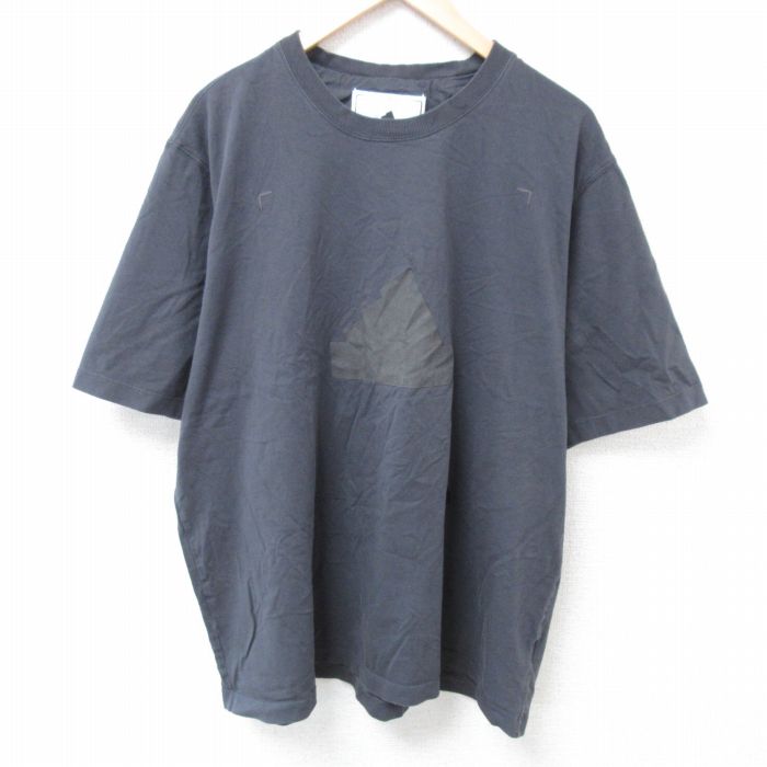 【50%OFF】XL★古着 アディダス adidas 半袖 ブランド Tシャツ メンズ ビッグロゴ 大きいサイズ コットン クルーネック 黒 ブラック 25apr01 中古