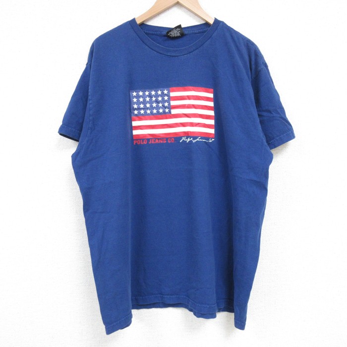 ラルフローレン 半袖Tシャツ 星条旗 ネイビー XL | 古着