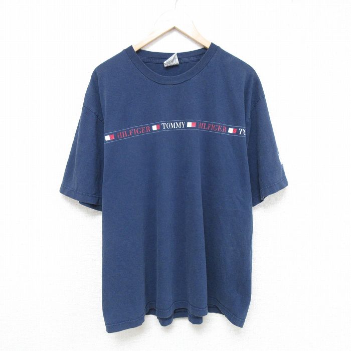 トミーヒルフィガー 90s 半袖Tシャツ ビッグロゴ ネイビー XL | 古着