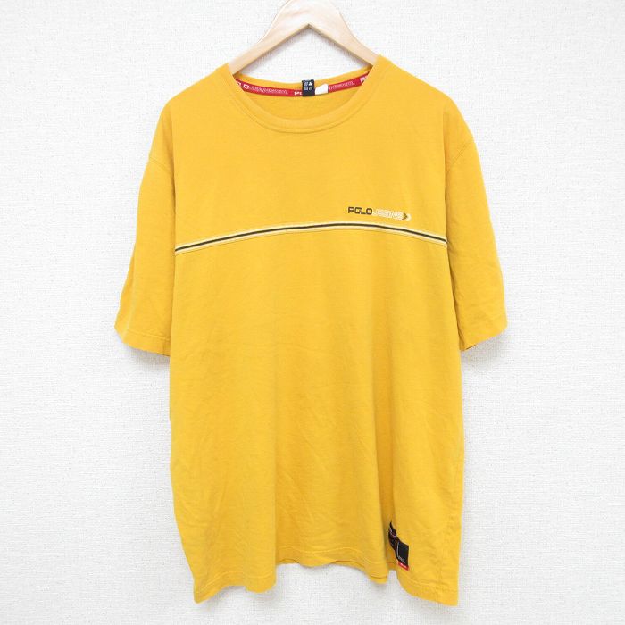 XL★古着 ラルフローレン Ralph Lauren ポロジーンズ 半袖 ブランド Tシャツ メンズ 大きいサイズ コットン クルーネック 黄 イエロー 25jun05 中古
