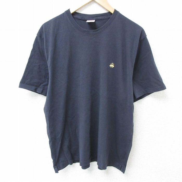 XL★古着 ブルックスブラザーズ BROOKS BROTHERS 半袖 ブランド Tシャツ メンズ コットン クルーネック 黒 ブラック 25may15 中古
