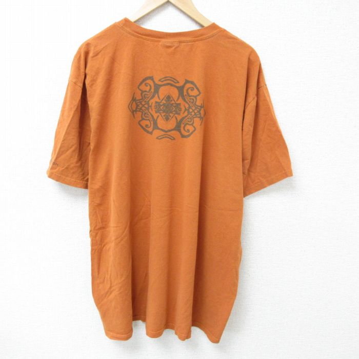 XL★古着 ラルフローレン Ralph Lauren ポロジーンズ 半袖 ブランド Tシャツ メンズ 大きいサイズ コットン クルーネック 濃オレンジ 25may15 中古