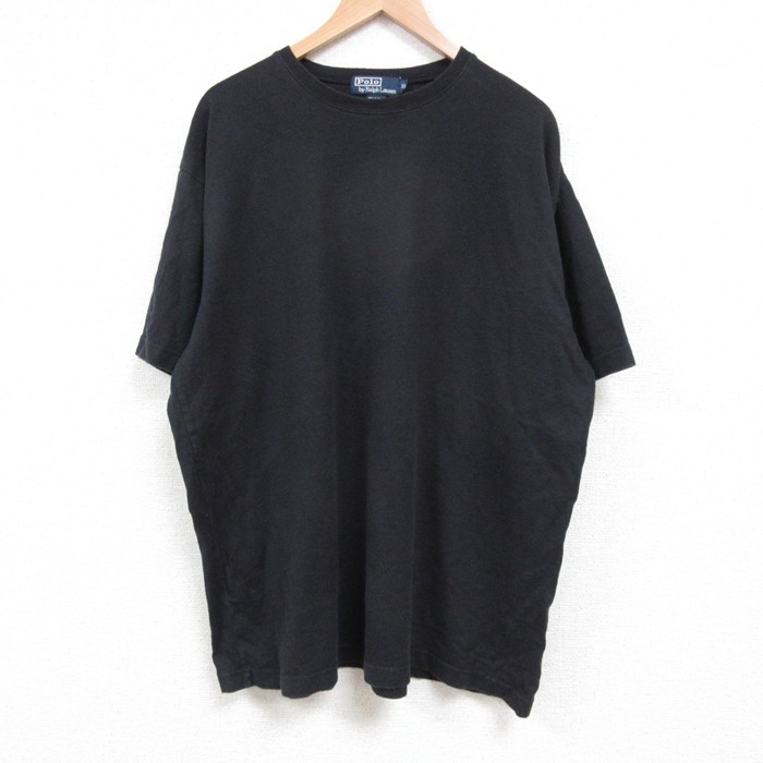XL★古着 ラルフローレン Ralph Lauren 半袖 ブランド Tシャツ メンズ 90年代 90s 無地 大きいサイズ クルーネック 黒 ブラック 【spe】 25jun04 中古