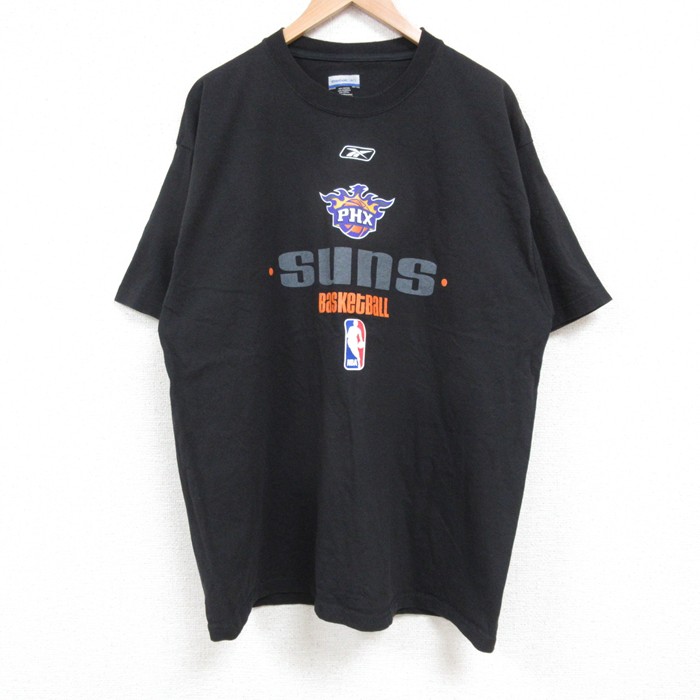XL★古着 リーボック REEBOK 半袖 ブランド Tシャツ メンズ NBA フェニックスサンズ 大きいサイズ コットン クルーネック 黒 ブラック バスケットボール 25jun04 中古