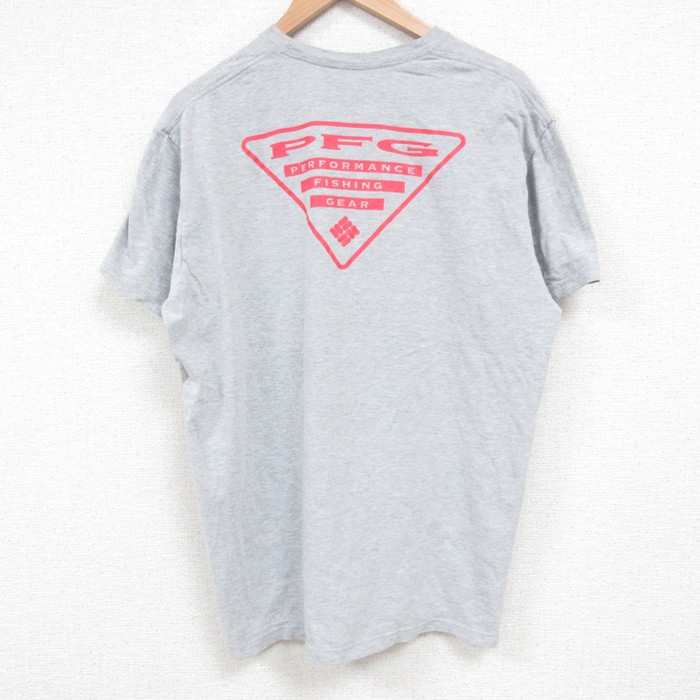 XL★古着 コロンビア COLUMBIA 半袖 ブランド Tシャツ メンズ PFG クルーネック グレー 霜降り 25jun04 中古
