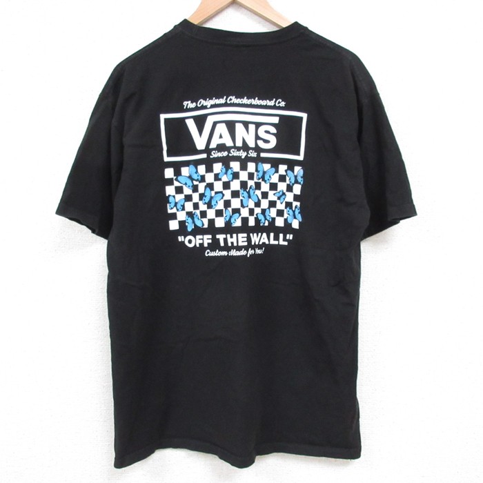 L★古着 バンズ VANS 半袖 ブランド Tシャツ メンズ ビッグロゴ 蝶 コットン クルーネック 黒 ブラック 25jun04 中古