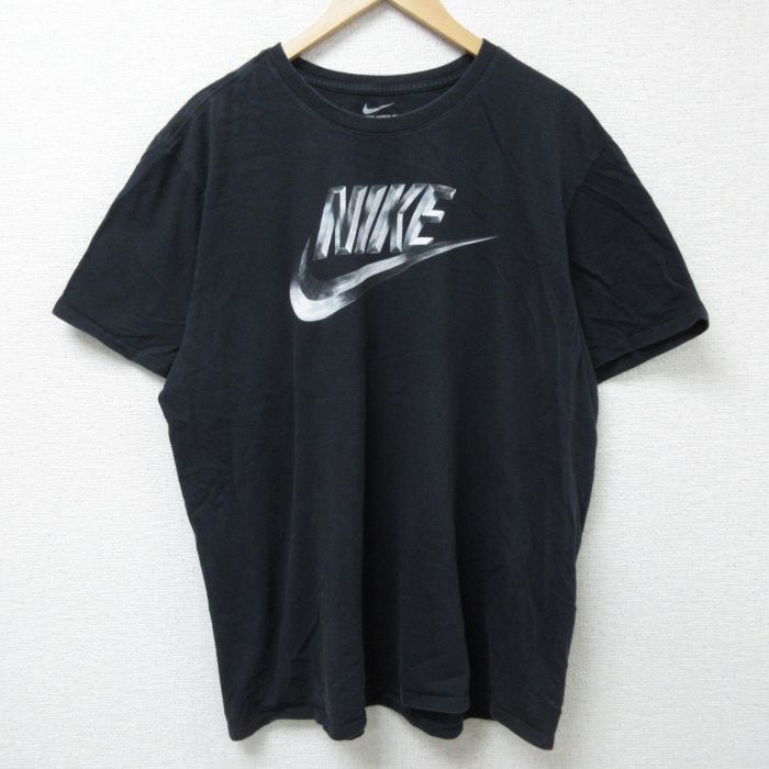 【50%OFF】XL★古着 ナイキ NIKE 半袖 ブランド Tシャツ メンズ ビッグロゴ 大きいサイズ クルーネック 黒 ブラック 25may22 中古