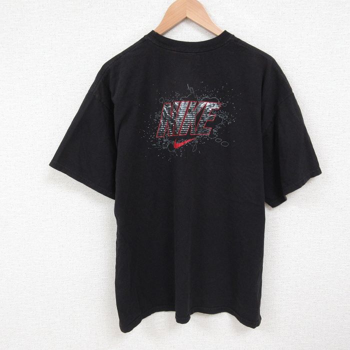 XL★古着 ナイキ NIKE 半袖 ブランド Tシャツ メンズ 大きいサイズ コットン クルーネック 黒 ブラック 25jun06 中古
