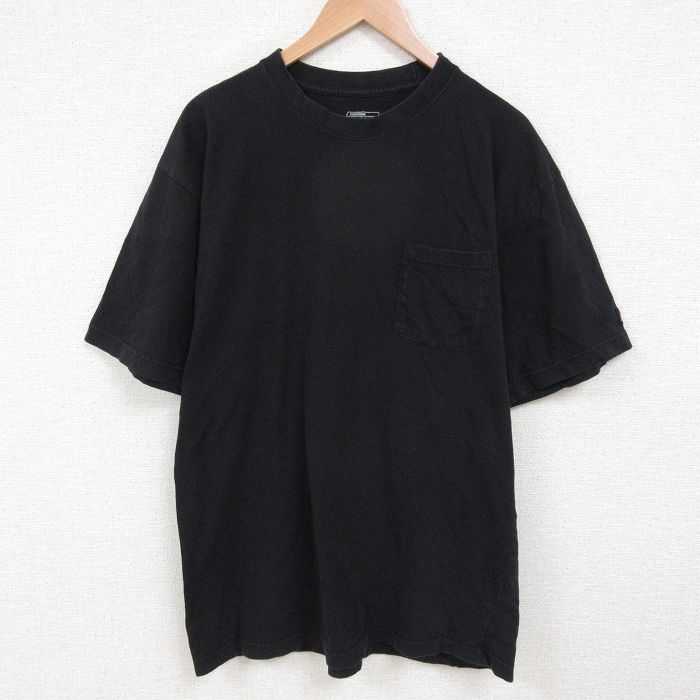 XL★古着 ディッキーズ Dickies 半袖 ブランド Tシャツ メンズ 無地 大きいサイズ コットン クルーネック 黒 ブラック 25jun06 中古