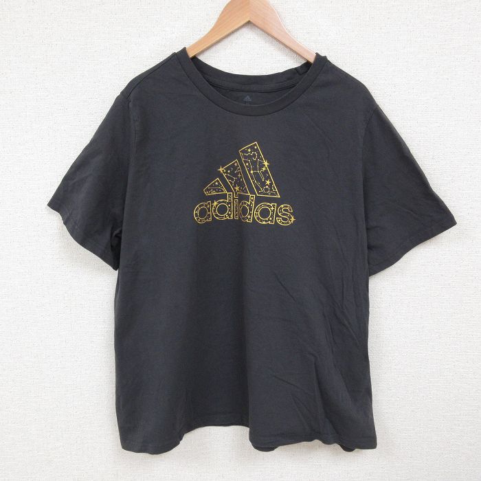 XL★古着 アディダス adidas 半袖 ブランド Tシャツ メンズ ビッグロゴ 大きいサイズ コットン クルーネック 濃グレー 25jun06 中古