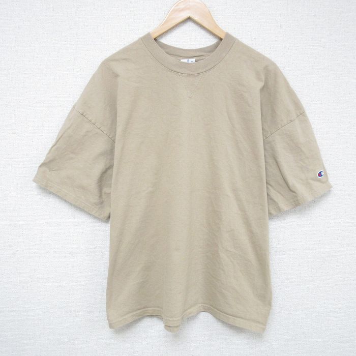 チャンピオン 半袖Tシャツ ワンポイントロゴ ベージュ XL | 古着