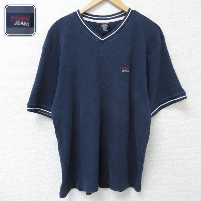 【50%OFF】トミーヒルフィガー 半袖Tシャツ ワンポイントロゴ ネイビー XL | 古着