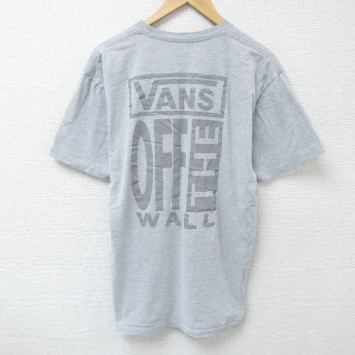 【20%OFF】L★古着 バンズ VANS 半袖 ブランド Tシャツ メンズ ビッグロゴ クルーネック グレー 霜降り 25may26 中古