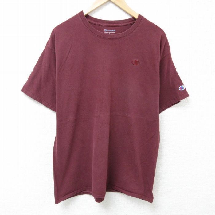 チャンピオン 半袖Tシャツ ワンポイントロゴ バーガンディ XL | 古着