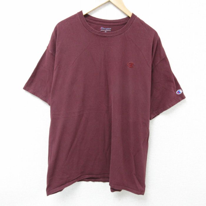 チャンピオン 半袖Tシャツ ワンポイントロゴ バーガンディ XL | 古着