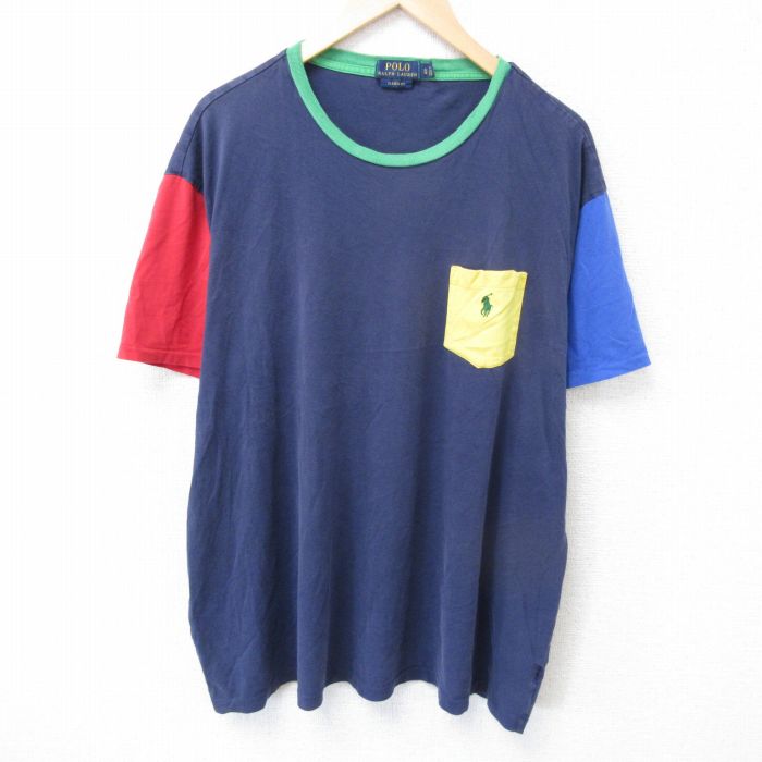 ラルフローレン 半袖Tシャツ ワンポイントロゴ ネイビー XL | 古着