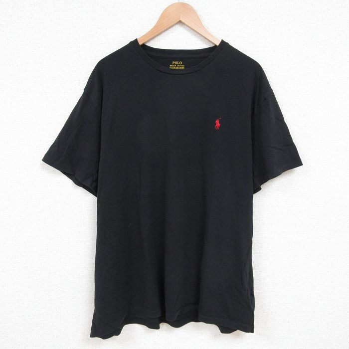 XL★古着 ラルフローレン Ralph Lauren 半袖 ブランド Tシャツ メンズ ワンポイントロゴ 大きいサイズ コットン クルーネック 黒 ブラック 25jun10 中古