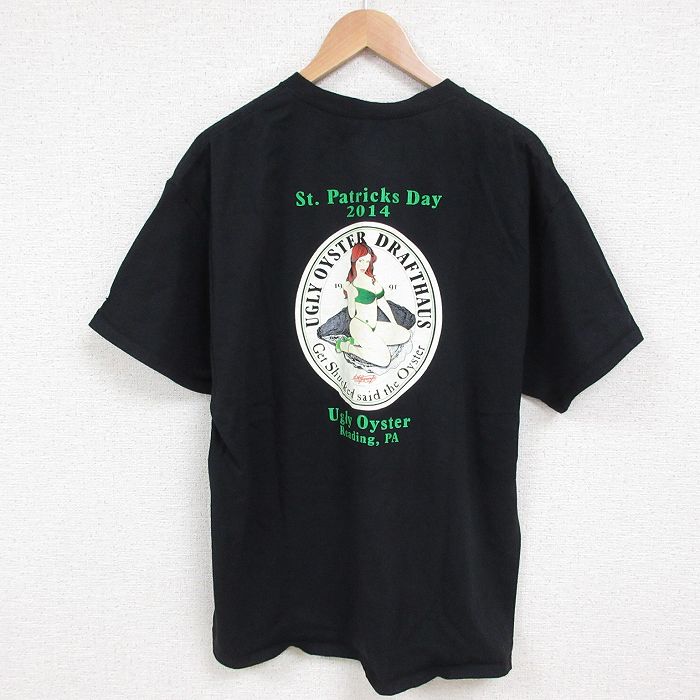 XL★古着 チャンピオン champion 半袖 ブランド Tシャツ メンズ オイスター クルーネック 黒 ブラック 25jun10 中古