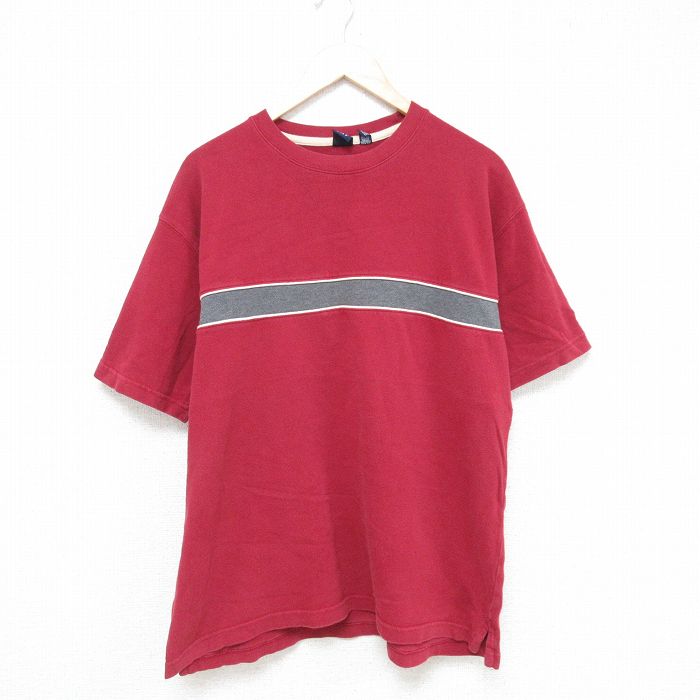 XL★古着 ギャップ GAP 半袖 ブランド Tシャツ メンズ コットン クルーネック エンジ 25jun16 中古