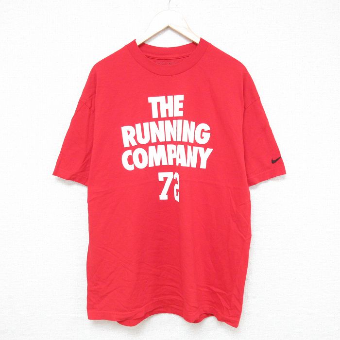 【20%OFF】XL★古着 ナイキ NIKE 半袖 ブランド Tシャツ メンズ 72 コットン クルーネック 赤 レッド 25jun16 中古