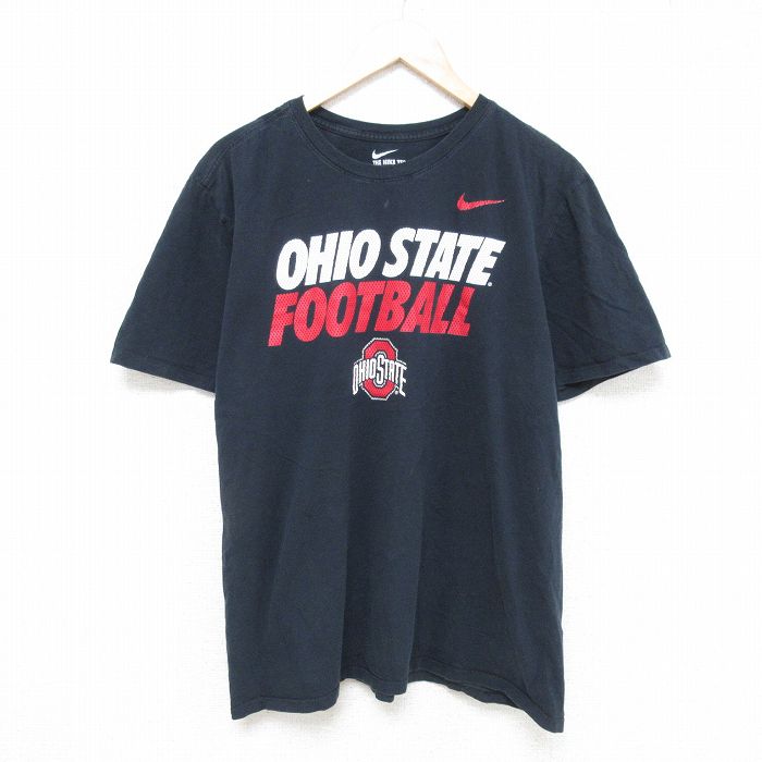 XL★古着 ナイキ NIKE 半袖 ブランド Tシャツ メンズ オハイオコットン クルーネック 黒 ブラック 25jun16 中古