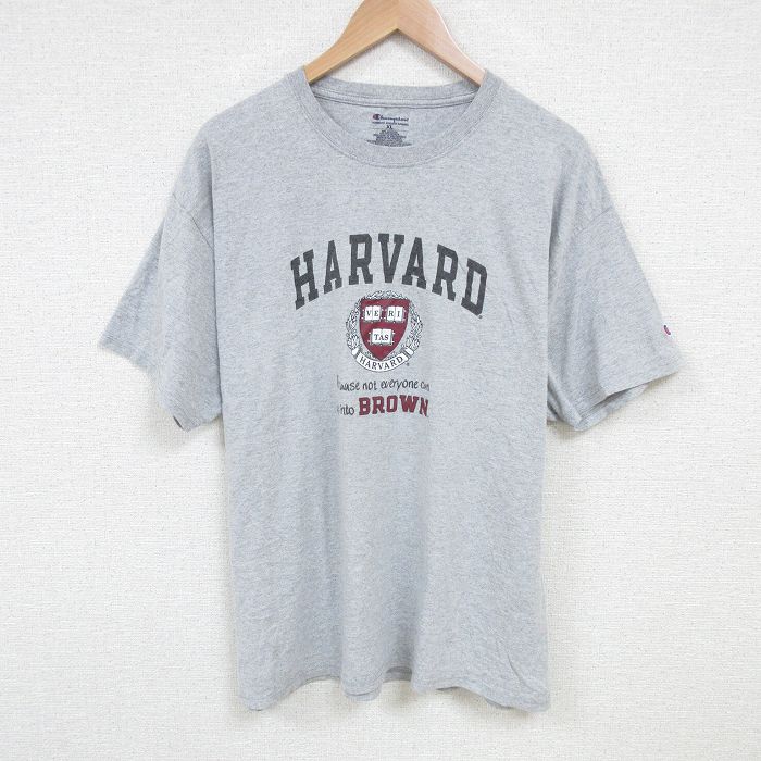 L★古着 チャンピオン champion 半袖 ブランド Tシャツ メンズ ハーバード クルーネック グレー 霜降り 25jun19 中古