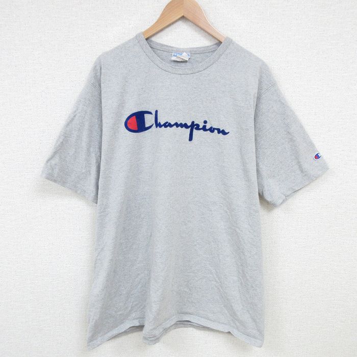 チャンピオン 半袖Tシャツ ビッグロゴ グレー XL | 古着