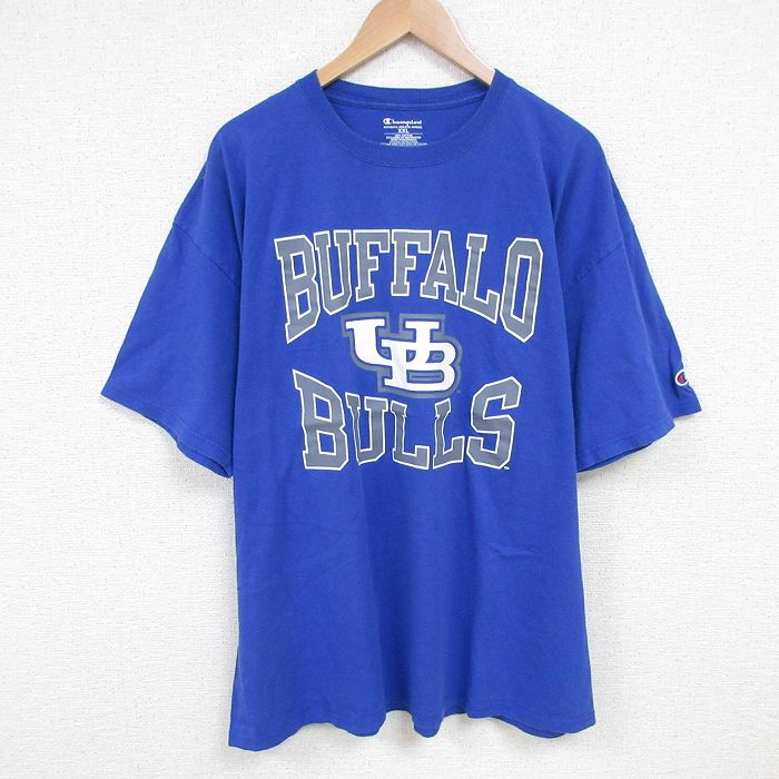 XL★古着 チャンピオン champion 半袖 ブランド Tシャツ メンズ バッファロー 大きいサイズ コットン クルーネック 青 ブルー 25jun19 中古