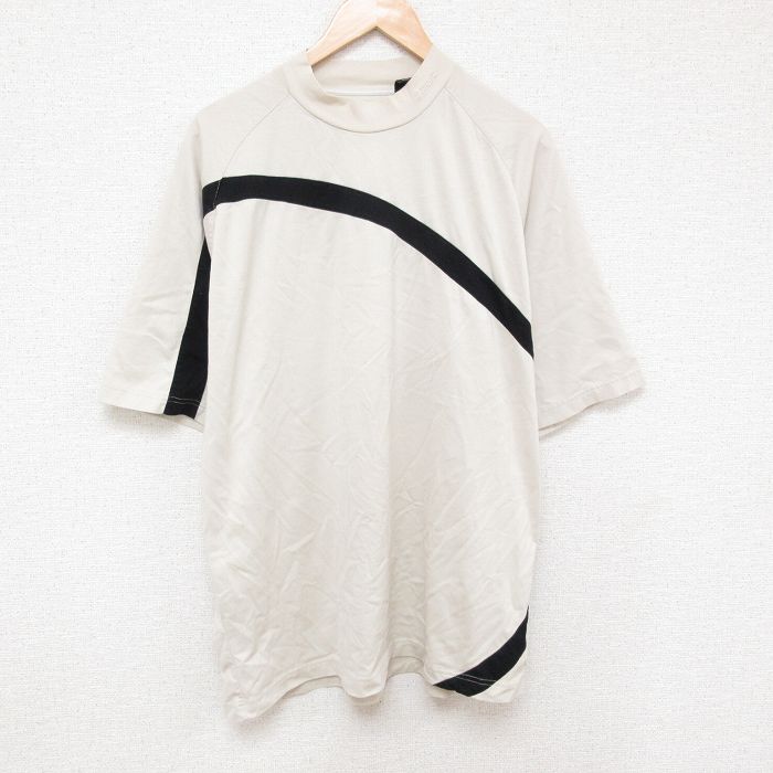 XL★古着 IZOD 半袖 ブランド Tシャツ メンズ ワンポイントロゴ 大きいサイズ ラグラン クルーネック 薄ベージュ カーキ 25jun19 中古