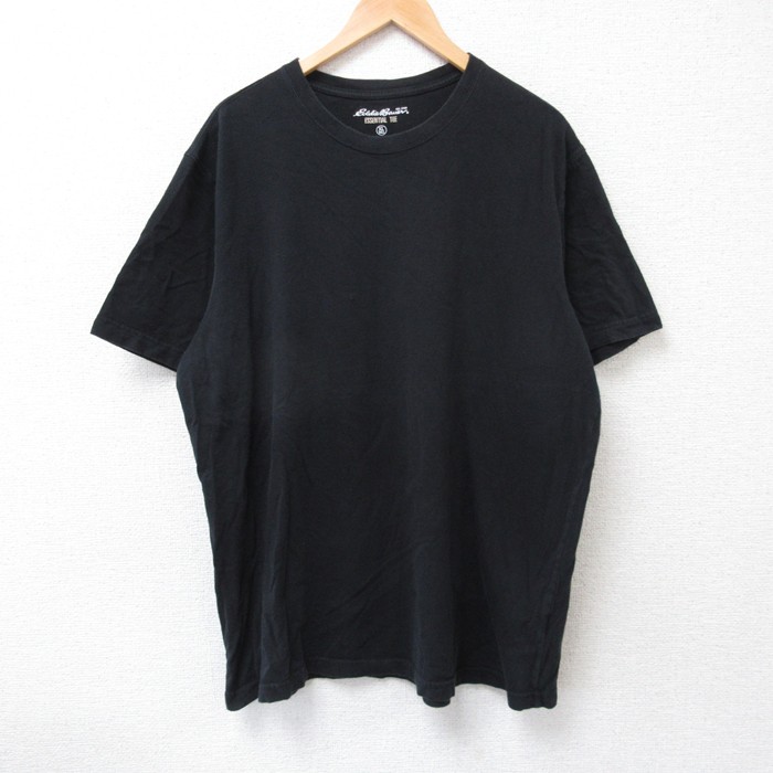 XL★古着 エディーバウアー 半袖 ブランド Tシャツ メンズ 無地 大きいサイズ コットン クルーネック 黒 ブラック 25jul18 中古