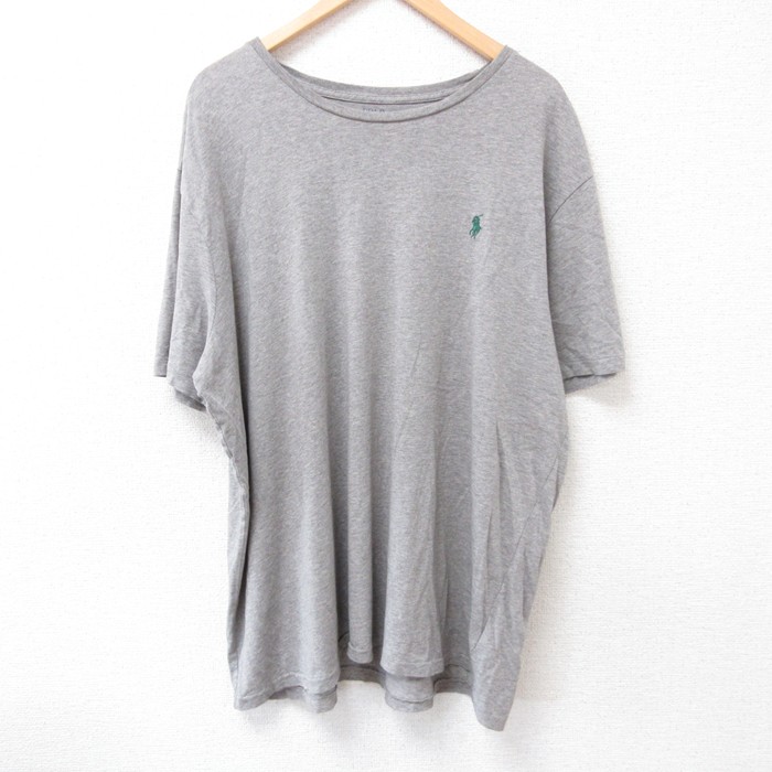 XL★古着 ラルフローレン Ralph Lauren 半袖 ブランド Tシャツ メンズ ワンポイントロゴ 大きいサイズ コットン クルーネック グレー 霜降り 25jul18 中古