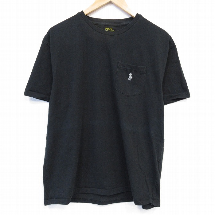 ラルフローレン 半袖Tシャツ ワンポイントロゴ ブラック メンズL相当 | 古着