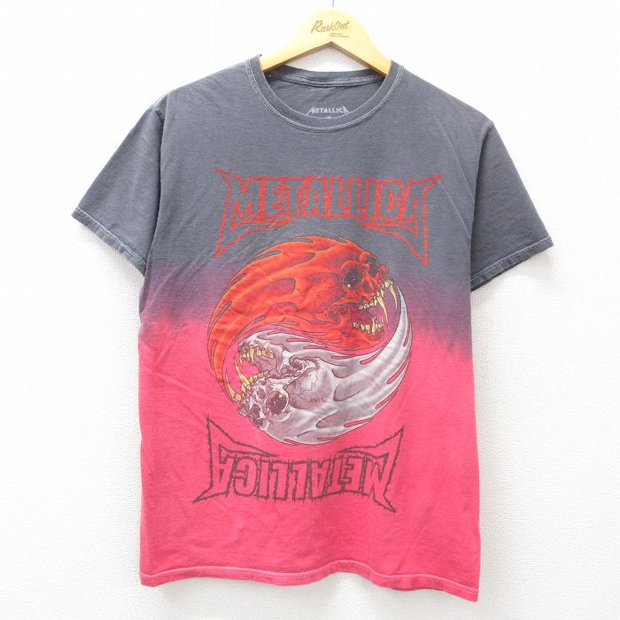 M★古着 半袖 ロック バンド Tシャツ メンズ メタリカ パスヘッド コットン クルーネック グレー他 タイダイ 25apr17 中古