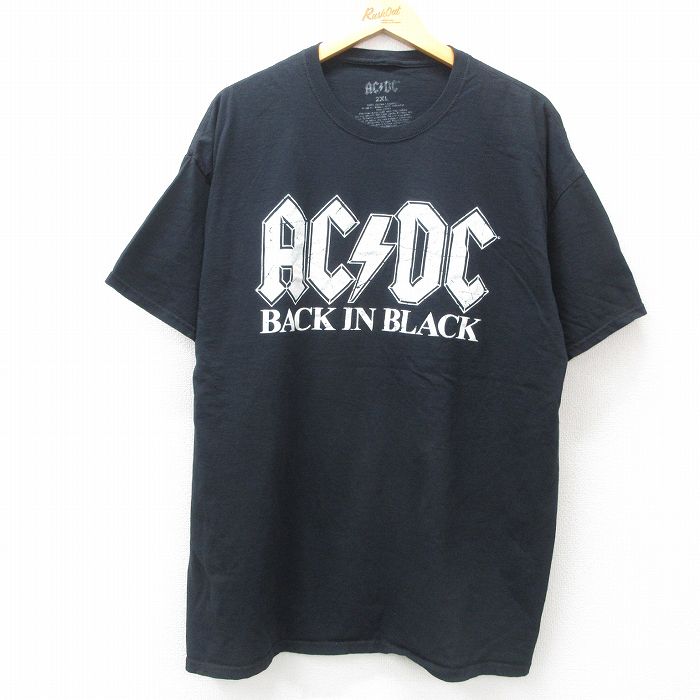 XL★古着 半袖 ロック バンド Tシャツ メンズ AC/DC 大きいサイズ コットン クルーネック 黒 ブラック 25apr17 中古