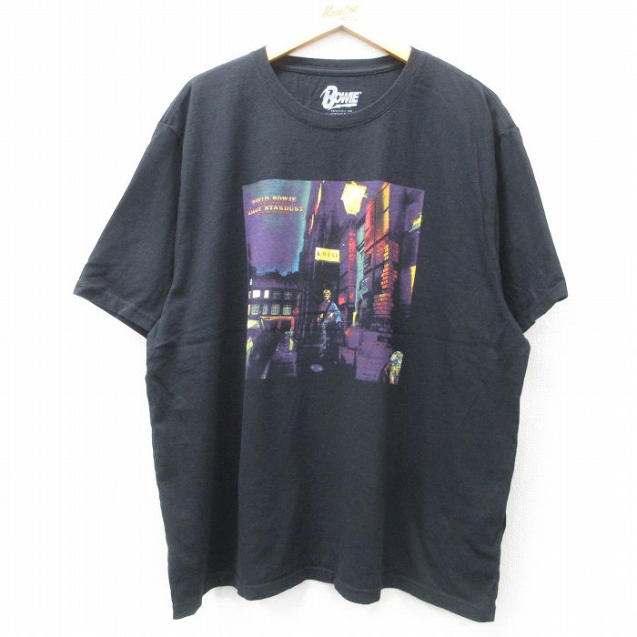 XL★古着 ラッキーブランド Lucky Brand 半袖 ロック バンド Tシャツ メンズ デヴィッドボウイ デビッドボウイ 大きいサイズ コットン クルーネック 黒 ブラック 25apr17 中古