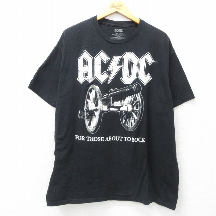 XL★古着 半袖 ロック バンド Tシャツ メンズ AC/DC 大きいサイズ コットン クルーネック 黒 ブラック 25apr17 中古