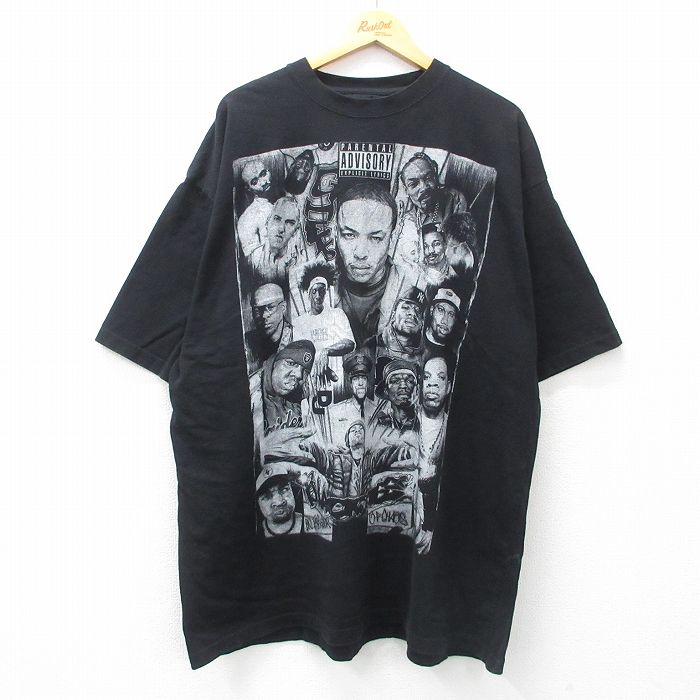 XL★古着 半袖 ヒップホップ ラップ Tシャツ メンズ ノトーリアスBIG 大きいサイズ ロング丈 コットン クルーネック 黒 ブラック 25apr17 中古