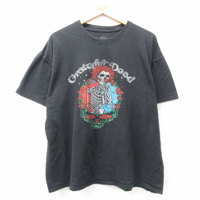 XL★古着 半袖 ロック バンド Tシャツ メンズ グレイトフルデッド 大きいサイズ クルーネック 黒 ブラック 25apr17 中古