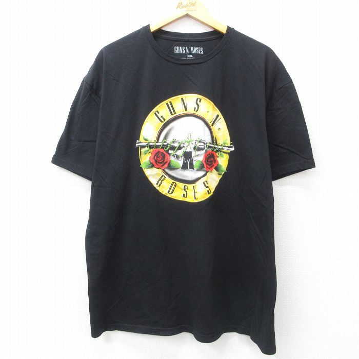 XL★古着 半袖 ロック バンド Tシャツ メンズ ガンズアンドローゼズ 大きいサイズ コットン クルーネック 黒 ブラック 25apr17 中古