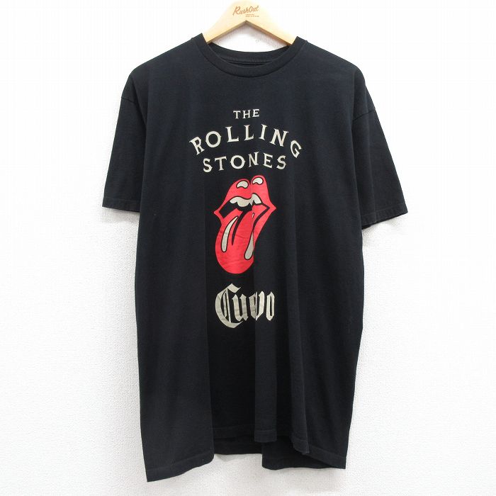 XL★古着 半袖 ロック バンド Tシャツ メンズ ローリングストーンズ The Rolling Stones コットン クルーネック 黒 ブラック 25apr30 中古