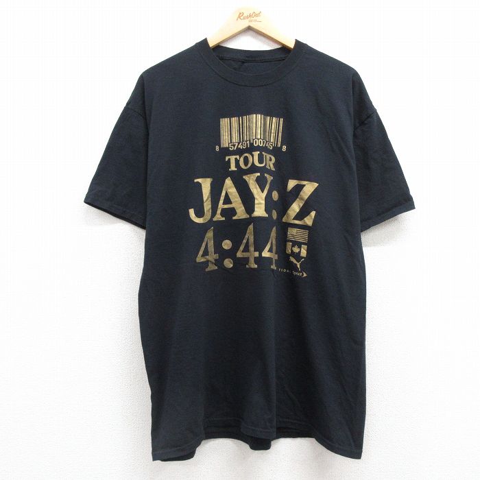 XL★古着 半袖 ヒップホップ ラップ Tシャツ メンズ クルーネック 黒 ブラック 25apr30 中古